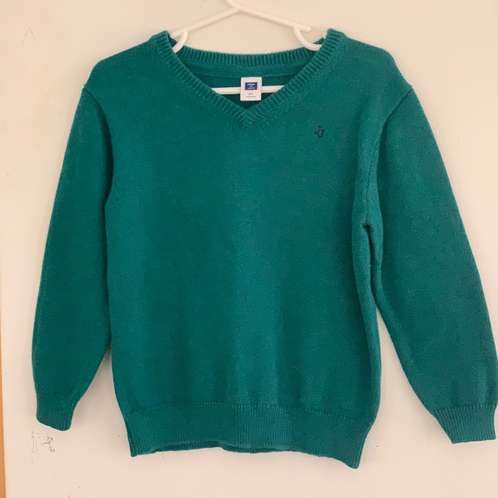 Janie and Jack 2T Boys Sweater (Green VNeck)
